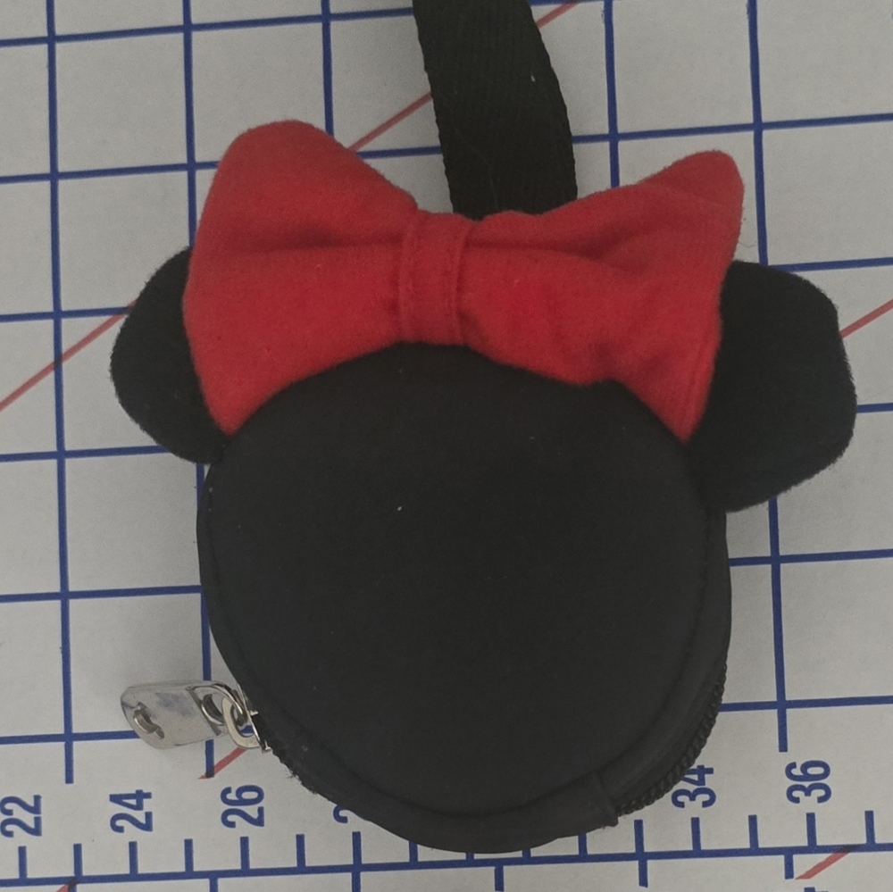 DISNEY Baby Black and Red Bow Pacifier Pouch/ Coin Pouch